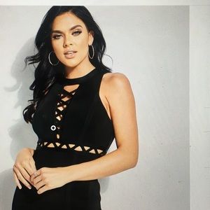 Guess White Crisscross Lace-Up Bandage Dress